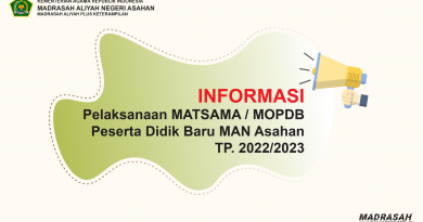 INFORMASI MATSAMA/MOPDB PESERTA DIDIK BARU MAN ASAHAN TP. 2022/2023