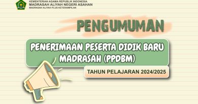 Pengumuman Penerimaan Peserta Didik Baru Madrasah TP. 2024/2025 MAN Asahan