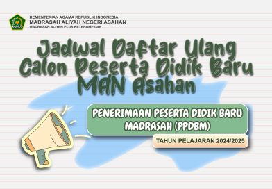 Jadwal Daftar Ulang Calon Peserta Didik Baru MAN Asahan PPDBM TP. 2024/2025