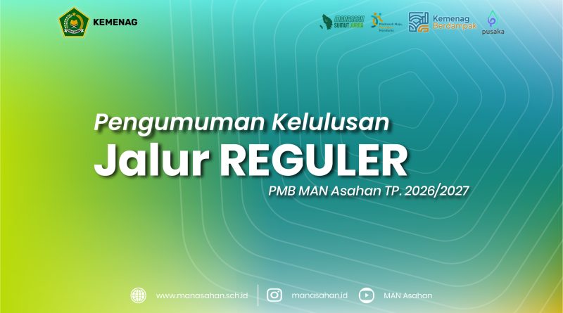 Pengumuman Kelulusan Hasil Seleksi PMB MAN Asahan TP. 2026/2027 Jalur Reguler
